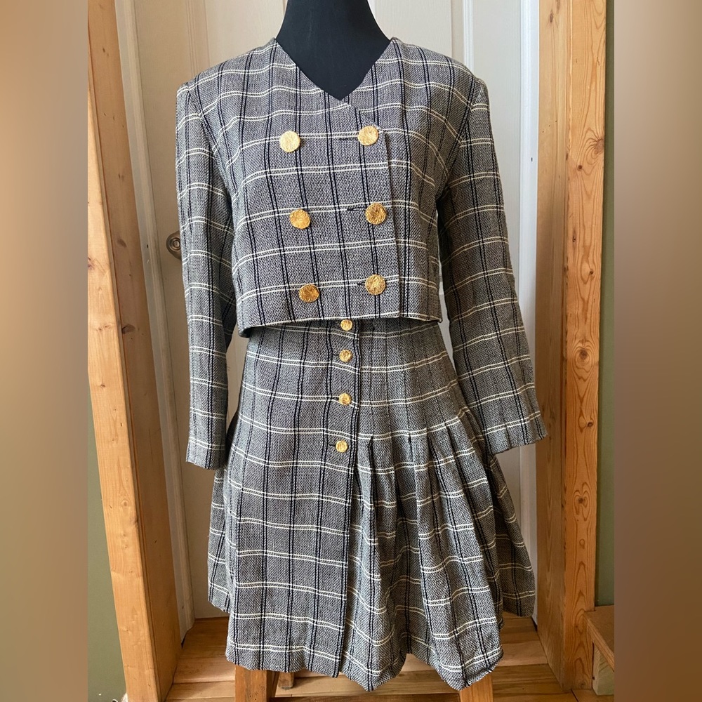 Vintage Plaid Skirt and Jacket Set